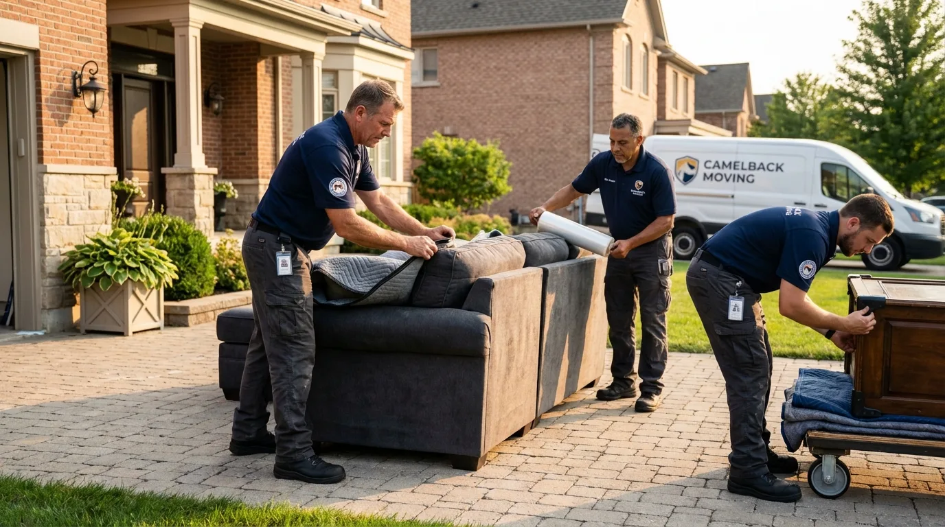 Large estate moving crew wrapping furniture in Talihina, OK
