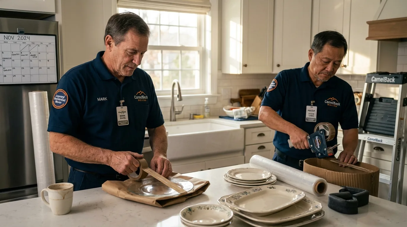 Professional crew packing kitchen dishware in Talihina, OK